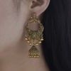 Destiny Jewels Oxidised Traditional Kundan Gold Jhumka Peach Crystal Earrings For Women & Girls