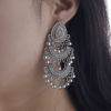 Destiny Jewels Oxidised Traditional Kundan Afgani Tribal Silver Earrings For Women & Girls