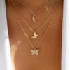 Destiny Jewels Moon And Butterflies Multi-layered Chain Necklace For Women & Girls