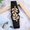 KILLFE Elastic Belts For Women Golden Leaf Buckle For Dresses Coat Fashion Elastic Wide Wesa Black Strap