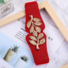 KILLFE Elastic Belts For Women Golden Leaf Buckle For Dresses Coat Fashion Elastic Wide Wesa Red Strap