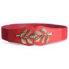 KILLFE Elastic Belts For Women Golden Leaf Buckle For Dresses Coat Fashion Elastic Wide Wesa Red Strap