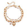 Destiny Jewels Love Heart Double Layer Gold Plated Bracelet For Women & Girls