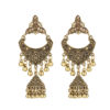 Destiny Jewels Oxidised Traditional Kundan Gold Jhumka Peach Crystal Earrings For Women & Girls