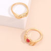 Gold red CZ stone Band Holding Hand Stylish Ring set For Girl nd Women