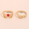 Gold red CZ stone Band Holding Hand Stylish Ring set For Girl nd Women