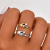 Gold And silver White stone Band Holding Hand Stylish Ring set For Girl nd Women