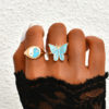 Chunky Yin Yang butterfly nd Drip oil Style Ring For Women