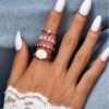 Fashionable Style Gossip Dripping Oil heart Stone Ring For Women