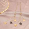 Gold Plated Stainless Steel Colourful Star Decor Drop Chain Earrings