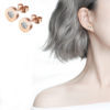 Rose Gold Plated Stainless Steel Stylish Teens Roman Number Circle Stud Earrings