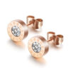 Rose Gold Plated Stainless Steel Stylish Teens Roman Number Circle Stud Earrings