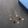 Gold Plated Stainless Steel Colourful Star Decor Drop Chain Earrings