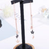 Rose Gold Plated Stainless Steel Colourful Star Decor Drop Chain Earrings