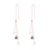 Rose Gold Plated Stainless Steel Colourful Star Decor Drop Chain Earrings