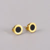 Gold Plated Stainless Steel Teens and Round Roman Numeral Earrings