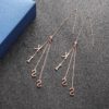 Rose Gold Plated Stainless Steel Long Chain Tassel Letter KISS Drop Earrings