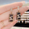 Gold Plated Korean Style Geometric Rhinestone Drope Earrings