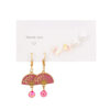 Gold Plated Pearl Decor Fan Charm Drop Earrings Butterfly Stud Earrings Set For Women & Girls